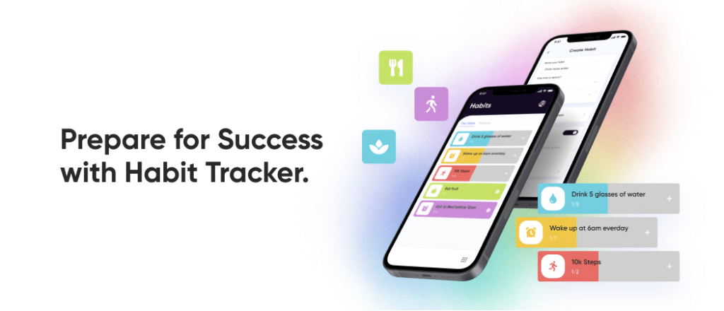 Picture of two iPhones showing a Habit Tracker