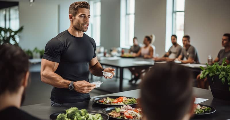 Trainer hosting nutrition class