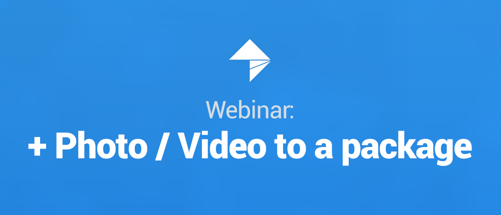 Blue Background with the My PT Hub flag and the words "Webinar: + Photo/Video to a Package" in a white color on top