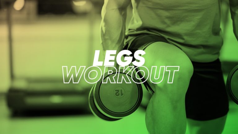 picture of a mans legs while he does lunges holding dumbbells