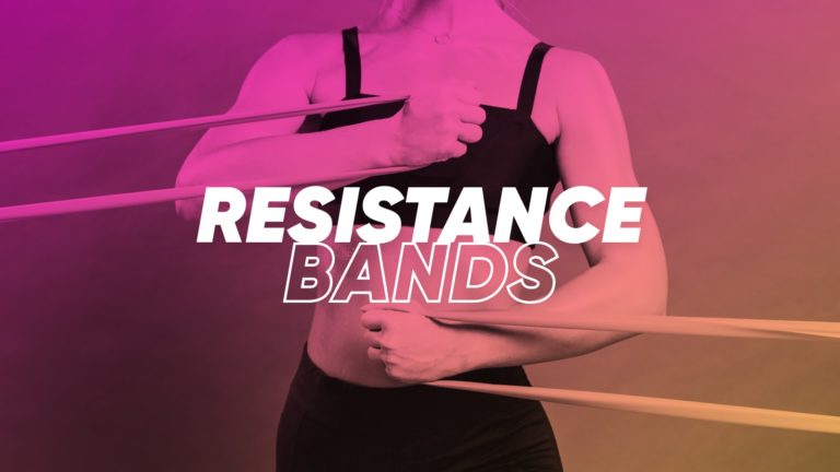 woman pulling on two resistance bands