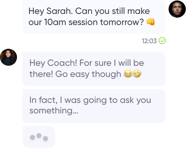 picture of a chat between a trainer and client